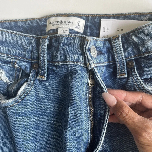 Abercrombie & Fitch Curve Love Mom High Rise Distressed Jeans 27/ 4 Regular - Picture 6 of 15